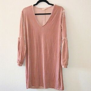 Madewell Pink Long Sleeve V-Neck Dress